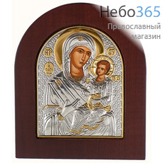  Одигитрия (Врачевательница) икона Божией Матери. Икона в ризе 8х10 см, шелкография, серебрение, золочение, на деревянной основе (Ж) (EK2-XAG), фото 1 