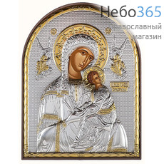 Страстная икона Божией Матери. Икона в ризе 12х15,5 см, шелкография, серебрение, золочение, на пластиковой основе (Ж) (EK4-PAG), фото 1 