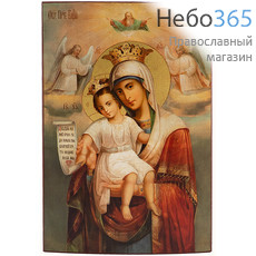  Достойно Есть икона Божией Матери. Икона на дереве 24х16 см, печать на левкасе, золочение, без ковчега (БДЕ-741) (Тих), фото 1 