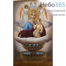  Живоносный Источник икона Божией Матери. Икона на дереве 18х11 см, печать на левкасе, золочение (БЖИ-68) (Тих), фото 1 