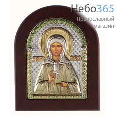  Матрона Московская, блаженная. Икона в ризе 7х9 см, полиграфия, серебрение, золочение, эмаль, на деревянной основе (Ж) (GF050/1D), фото 1 