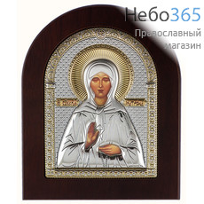  Матрона Московская, блаженная. Икона в ризе 9,5х12 см, полиграфия, серебрение, золочение, на деревянной основе (Ж) (GF050/2), фото 1 