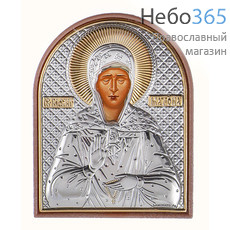  Матрона Московская, блаженная. Икона 6х7,5 см, шелкография, в посеребренной и позолоченной ризе, на пластиковой основе (EK2-PAG) (Ж), фото 1 