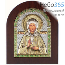  Матрона Московская, блаженная. Икона в ризе 9,5х12 см, полиграфия, серебрение, золочение, эмаль, на деревянной основе (GF050/2D) (Ж), фото 1 