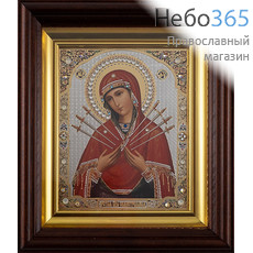  Семистрельная икона Божией Матери. Икона в киоте 13х15 см, полиграфия, стразы (191) (Пкт), фото 1 