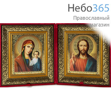  Складень бархатный 56х31 см, двойной, с иконой Спасителя и Казанской иконой Божией Матери (18х22 см), с багетной рамой (1822Б41-30), фото 1 