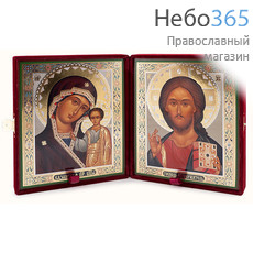  Складень бархатный 37х22 см с иконами: Спаситель, Казанская икона Божией Матери (17х21 см), венчальная пара (193,206) (Ж), фото 1 