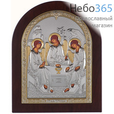  Святая Троица. Икона в ризе 16,5х21,5 см, полиграфия, серебрение, золочение, на деревянной основе (GF050/4) (Ж), фото 1 
