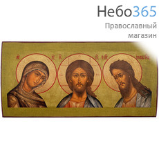  Деисус. Икона на дереве 18х9 см, печать на левкасе, золочение (ТР-721), фото 1 