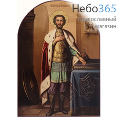  Александр Невский, благоверный князь. Икона на дереве 18х12,8 см, печать на левкасе, золочение (АН-741), фото 1 