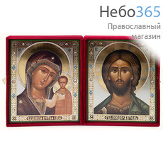  Складень бархатный 37х22 см с иконами: Спаситель, Казанская икона Божией Матери (17х21 см), иконы со стразами (173,172) (Пкт), фото 1 