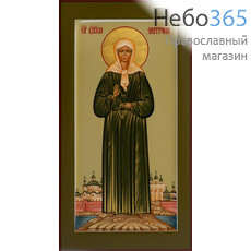  Матрона Московская, блаженная. Икона писаная 13х25х2 см, цветной фон, золотой нимб, с ковчегом (Шун), фото 1 