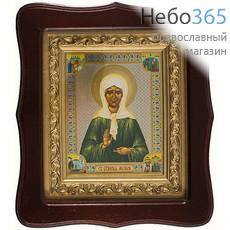  Матрона Московская, блаженная. Икона в фигурном деревянном киоте 20х22 см (размер иконы 11х13 см), со стеклом, багетная рама с лепниной (Мис), фото 1 