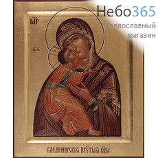  Владимирская икона Божией Матери. Икона на дереве 21х26х3,3 см, полиграфия, золотой фон, ручная доработка, с ковчегом, в коробке (Т), фото 1 