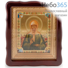  Матрона Московская, блаженная. Икона в деревянном фигурном киоте со стеклом, 26х30 см (Мис), фото 1 