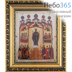  Покров Пресвятой Богородицы. Икона в киоте 18х21х2,3 см (размер иконы 13х16 см), икона со стразами, багетный киот со стеклом (Т), фото 1 
