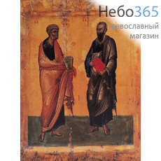  Петр и Павел, первоверховные апостолы. Икона на дереве 30х40х2,8 см, печать на холсте, копия византийской иконы 14 века (Су), фото 1 