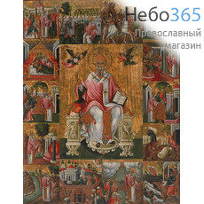  Спиридон Тримифунтский, святитель (на престоле, со сценами жития). Икона на дереве 30х39,5х2,8 см, печать на холсте (Су), фото 1 