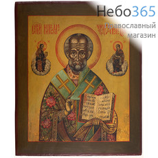  Николай Чудотворец, святитель, с предстоящими. Икона писаная 31х35 см, без ковчега, 19 век (Фр), фото 1 