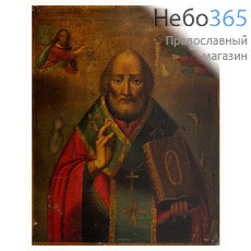  Николай Чудотворец, святитель. Икона писаная 17,5х22 см, без ковчега, 19 век (Фр), фото 1 