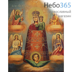  Прибавление Ума икона Божией Матери. Икона на дереве 12х9,5 см, печать на левкасе, золочение (БПУ-01) (Тих), фото 1 