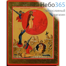  Илия, пророк (Огненное восхождение пророка Илии). Икона на дереве 15х18х1,5 см, цветная печать, ручная доработка (ТЗВ), фото 1 