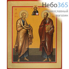  Петр и Павел, апостолы. Икона на дереве 20х25х1,5 см, цветная печать, ручная доработка (ТЗВ), фото 1 