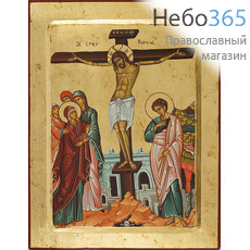  Распятие Христово. Икона на дереве, 24х30х2,5 см, ручное золочение, многофигурная, с ковчегом (Нпл) (B 6/S), фото 1 