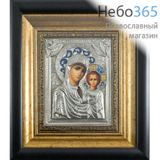  Казанская икона Божией Матери. Икона в ризе 27х31х4 см, полиграфия, серебрение, золочение, скань, эмаль, в деревянной раме под стеклом (Лч), фото 1 