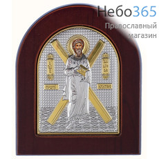 Андрей Первозванный, апостол. Икона в ризе 8х10 см, шелкография, серебрение, золочение, на деревянной основе (Ж) (EK2-XAG), фото 1 