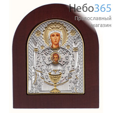  Неупиваемая Чаша икона Божией Матери. Икона в ризе 8х10 см, шелкография, серебрение, золочение, на деревянной основе (Ж) (EK2-XAG), фото 1 