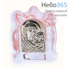  Одигитрия (Врачевательница) икона Божией Матери. Икона в ризе, мурано, 4,5х5х1,5 см, сплошной оклад, серебрение, стекло, настольная (Ж) (EK0-МВ), фото 1 