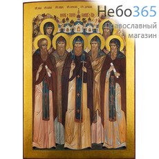  Собор Псково-Печерских святых. Икона на дереве 18х12,8 см, печать на левкасе, золочение (СППС-55) (Тих), фото 1 