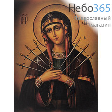  Семистрельная икона Божией Матери. Икона на дереве 30х39х2,8 см, печать на холсте, копия современной иконы (Су), фото 1 