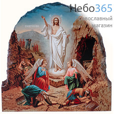  Воскресение Христово. Икона на камне 15х15х0,8 см, термопечать, на подставке, арочная (ВХ02) (К), фото 1 