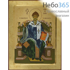  Спиридон Тримифунтский, святитель. Икона на дереве (МДФ) 24х30х1,9 см, золотой фон, с ковчегом (Нпл) (B6NB) (Х3262), фото 1 