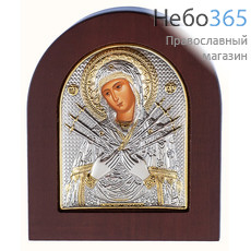  Семистрельная икона Божией Матери. Икона в ризе 8х10 см, шелкография, серебрение, золочение, на деревянной основе (Ж) (EK2-XAG), фото 1 