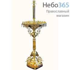  Подсвечник храмовый латунный на 80 свечей, с высокой лампадой, с литыми элементами (19, №38), фото 1 