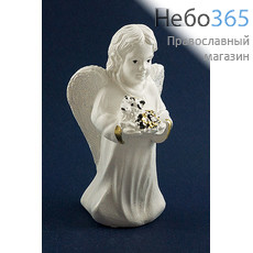  Ангел, фигура гипсовая белая, с цветной росписью, в ассортименте, 1281(6-20) ангел с ягненком, фото 1 