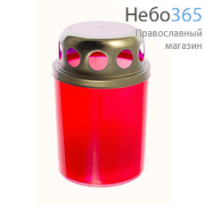  Лампада "неугасимая" Z011/XR-202ХХ, в пластмассовом корпусе, с парафиновой свечой (в уп. - 48 шт.) цвет: красный, фото 1 
