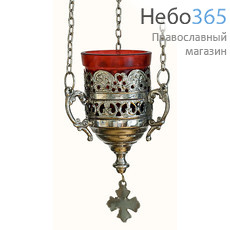  Лампада подвесная латунная с чеканкой и никелированим, со стаканом, 99764N, фото 1 