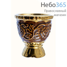 Лампада настольная керамическая "Гроздь", с эмалью и золотом (в уп. 5 шт) цвет: коричневый, фото 1 