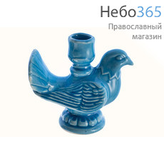  Подсвечник керамический "Голубь со светильником", с цветной глазурью (в уп.- 5 шт.) голубой, фото 1 