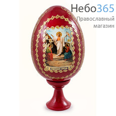  Яйцо пасхальное на подставке, среднее с иконой Воскресения Христова, фото 1 