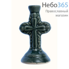  Подсвечник керамический "Крест", в ассортименте (в уп. - 10 шт.) зеленый, фото 1 