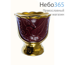  Лампада настольная керамическая "Голуби", с эмалью и золотом (в уп.- 5 шт.) цвет: бордовый, фото 1 