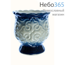  Лампада настольная керамическая "Лилия", цветная, с аэрографией, высотой 8 см. цвет: синий, фото 1 