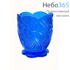  Лампада настольная стеклянная "Грань", на ножке, окрашенная, разных цветов, 6,8 х 8,1 см, 45393 / К79345С Цвет: синий, фото 1 