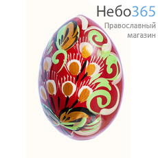  Яйцо пасхальное деревянное с ручной росписью, высотой 6-7 см, цвета в ассортименте (в уп.- 5 шт.), фото 1 