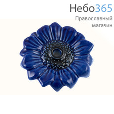  Подсвечник керамический "Цветок", плоский, с цветной глазурью, диаметр 10 см., РРР синий, фото 1 